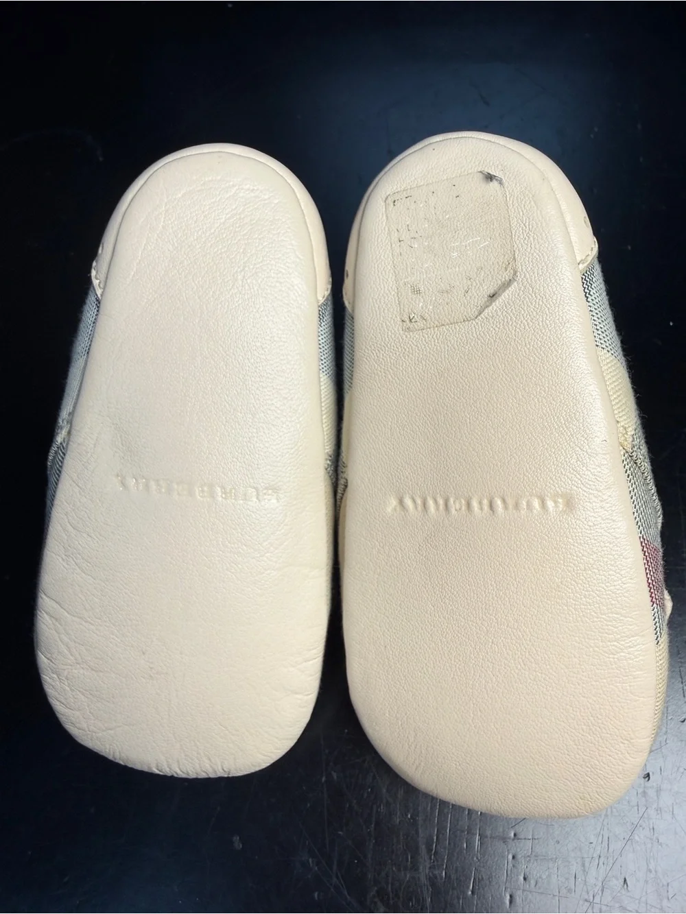 BURBERRY BABY, Cream Plaid Lace-Up Moccasin Shoes